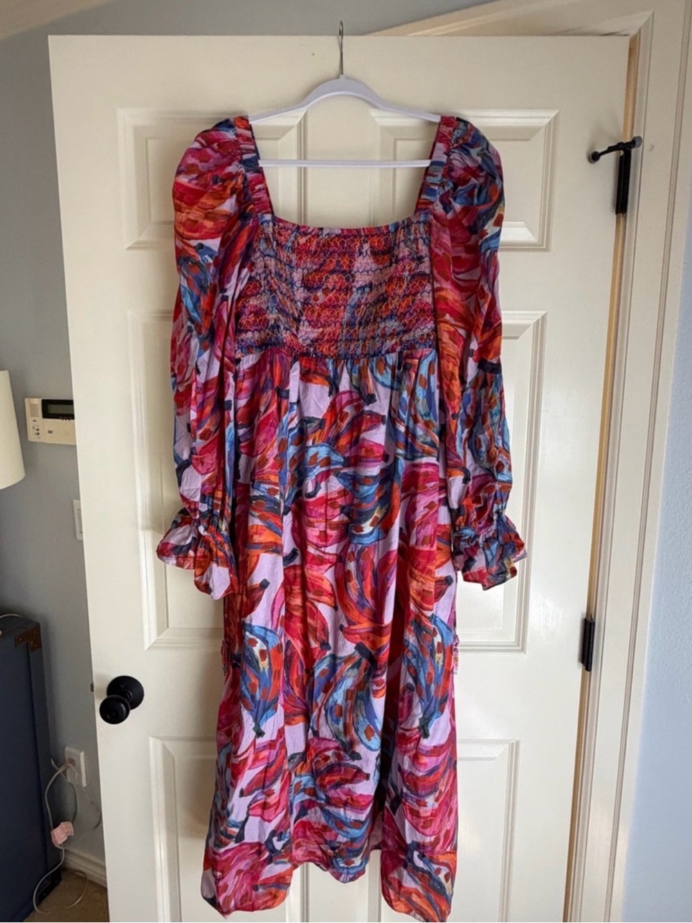 Farm Rio Smocked Square-Neck Banana Floral Midi Dress - Picture 5 of 10